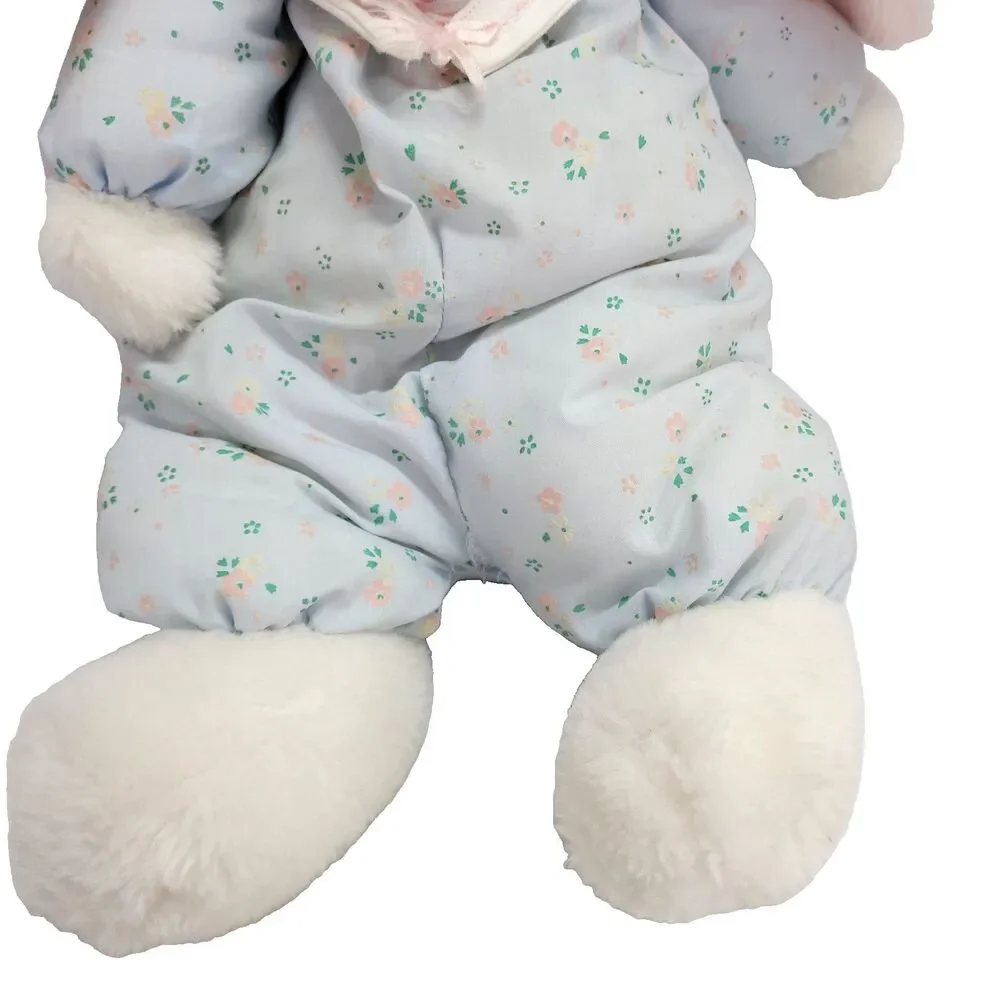 Vtg Cricket International nylon Easter Bunny Rabbit Plush 14” flowers Jumpsuit